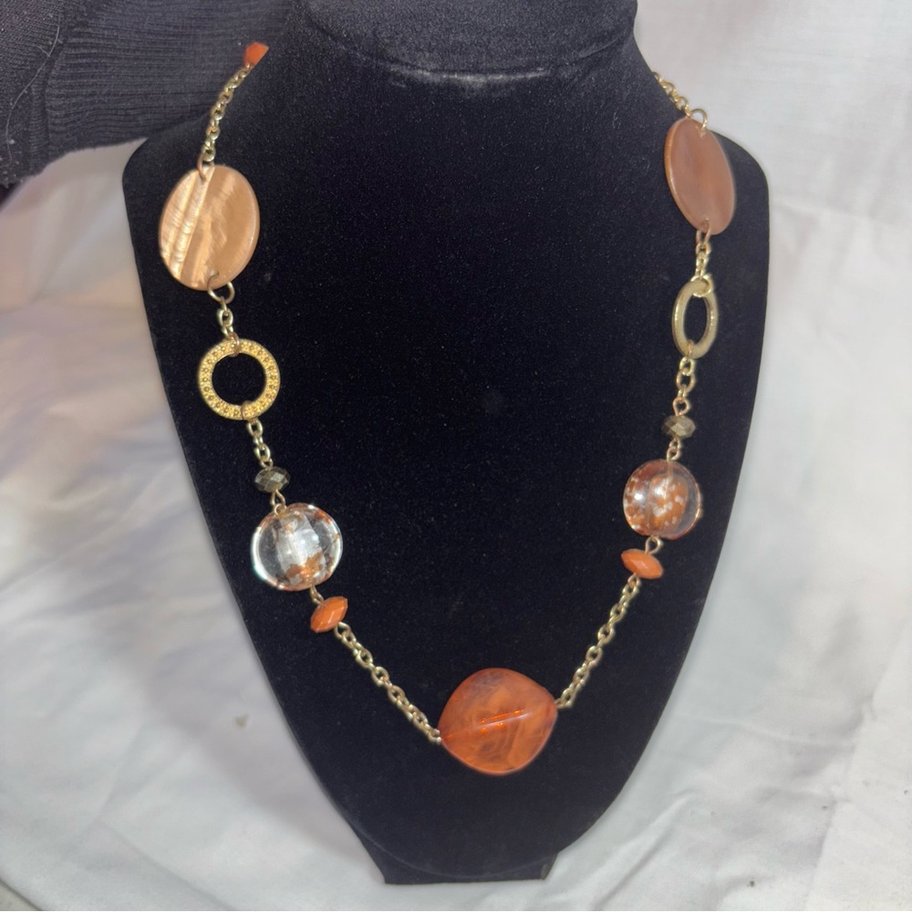 Elegant Gold and Orange Necklace